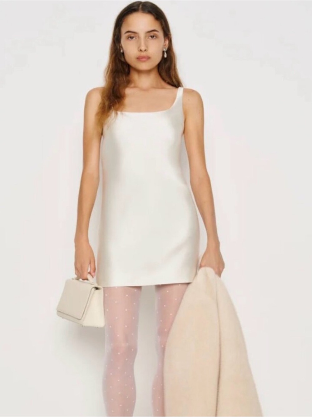 Reformation Satin Slip Mini Dress in Ivory
